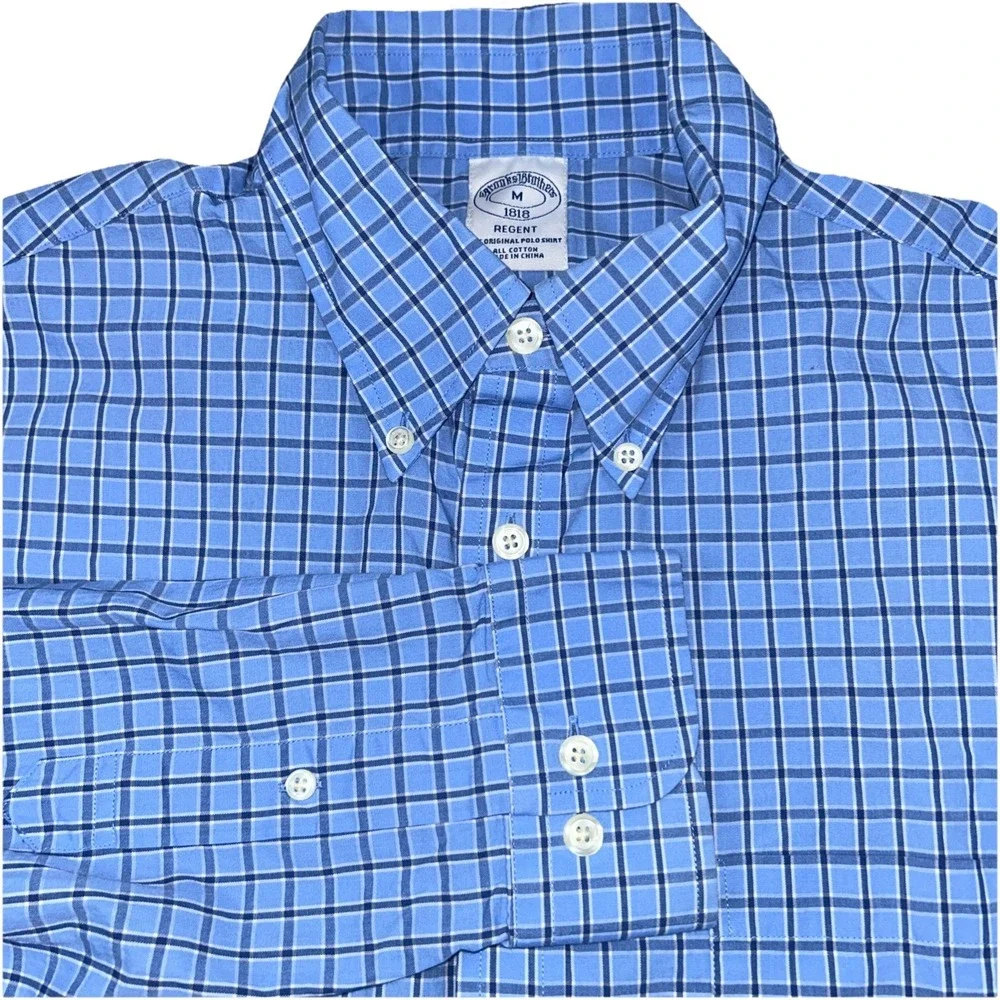Brooks Brothers 1818 Regent Fit Supima Cotton M Button Down Shirts Pleated Cuffs - Picture 7 of 12